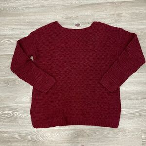 Lord & Taylor Womens Sweater Crochet Knit Crewneck Red Size Extra Large NWT